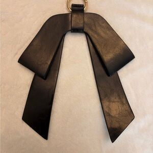 Elegant Black Leather Bow Handbag Accessory